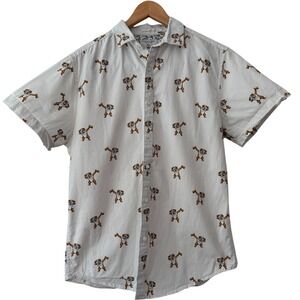 Denim & Flower Ricky Singh Mens White Dabbing Bulldog Pride Flag Shirt Medium